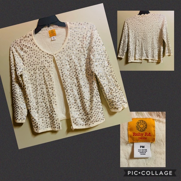 Ruby Rd. Sweaters - •Ruby Rd. Cream + Sequence Cardigan •